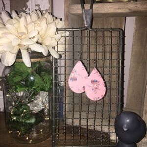 Faux Leather Floral Earrings